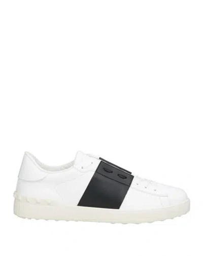 Valentino Garavani Open Leather Sneakers With Contrast Band And Stud Details Shoes In White