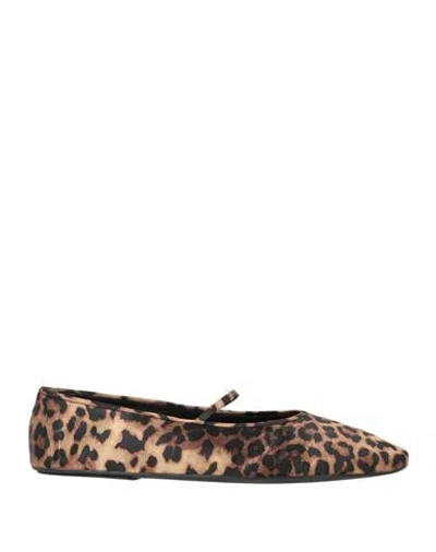 Jeffrey Campbell Woman Ballet Flats Brown Size 7 Textile Fibers In Animal Print