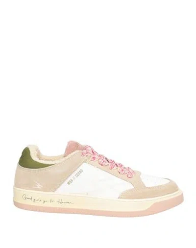 Moaconcept Woman Sneakers White Size 7.5 Leather, Textile Fibers In Neutral