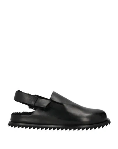 Officine Creative Italia Man Mules & Clogs Black Size 9 Leather, Shearling In Black