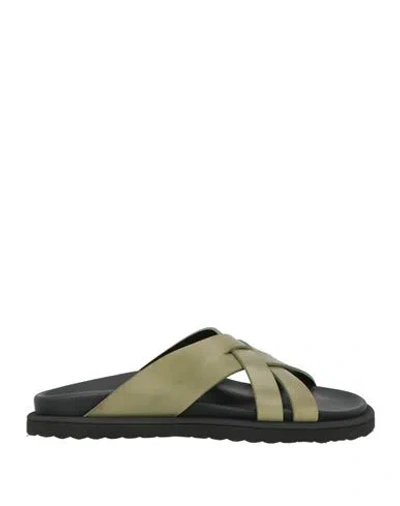 Officine Creative Italia Man Sandals Military Green Size 8 Leather In Green
