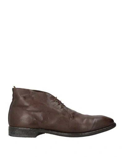 Officine Creative Italia Man Ankle Boots Brown Size 12 Leather In Brown