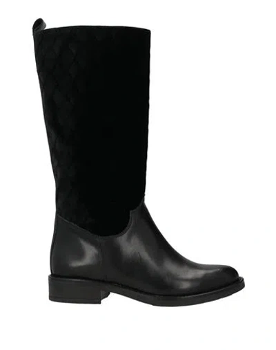 Martina Woman Boot Black Size 8 Leather, Textile Fibers In Black