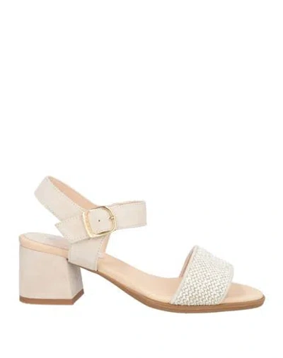 Callaghan Adaptaction Woman Sandals Light Grey Size 8 Leather In Neutral