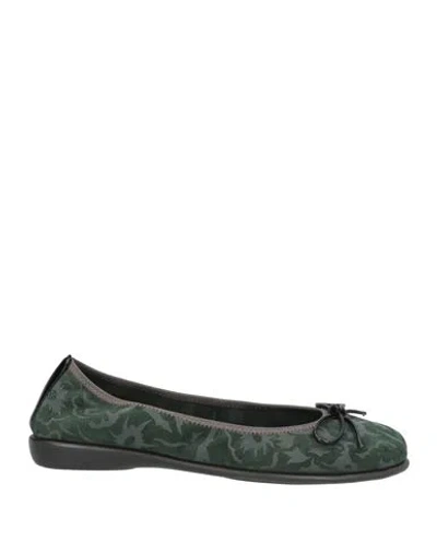 The Flexx Woman Ballet Flats Green Size 7 Leather In Multi