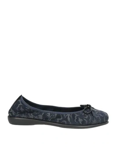 The Flexx Woman Ballet Flats Navy Size 6 Leather In Blue