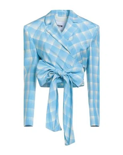 Msgm Woman Blazer Azure Size 4 Viscose In Blue