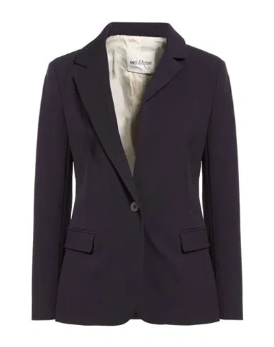 Ottod'ame Woman Blazer Midnight Blue Size 10 Polyester, Viscose, Elastane In Blue