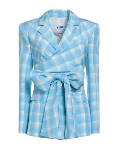Msgm Woman Blazer Azure Size 6 Viscose In Blue