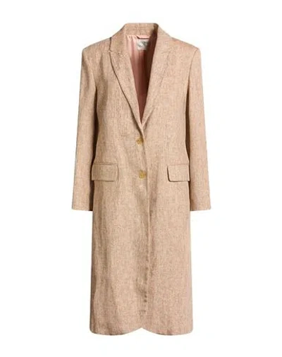 Forte Forte Forte_forte Woman Overcoat & Trench Coat Sand Size 1 Linen, Cotton, Polyester, Polyamide In Sand