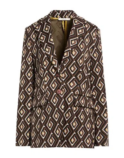 Maliparmi Malìparmi Woman Blazer Chocolate Brown Size 6 Polyamide, Elastane In Brown
