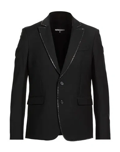 Patrizia Pepe Man Blazer Black Size 40 Polyester, Virgin Wool, Elastane In Black