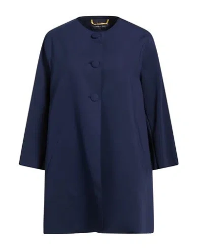 Ewooluzione Woman Overcoat & Trench Coat Blue Size 14 Polyamide, Elastane In Blue