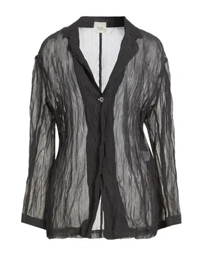 Alysi Chocolat Woman Blazer Black Size 8 Cotton, Metal In Black