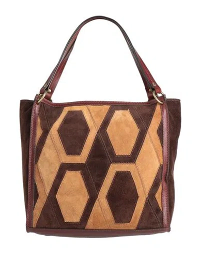 Caterina Lucchi Gold Anna Woman Handbag Dark Brown Size - Leather In Brown