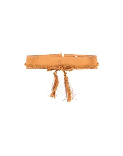 Forte Forte Forte_forte Woman Belt Apricot Size Onesize Leather, Acetate, Cotton In Orange