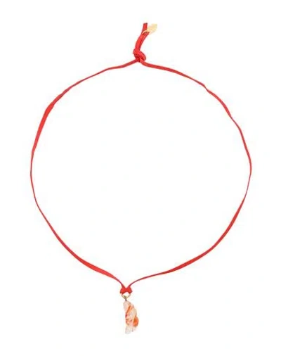 Forte Forte Forte_forte Woman Necklace Red Size - Soft Leather, Murano Glass In Red