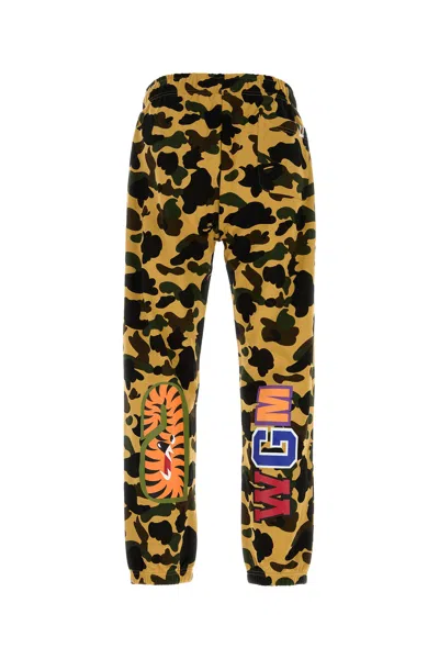 Bape Printed Cotton Joggers In Brown
