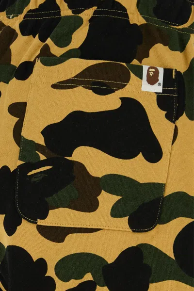 Bape Printed Cotton Joggers In Brown