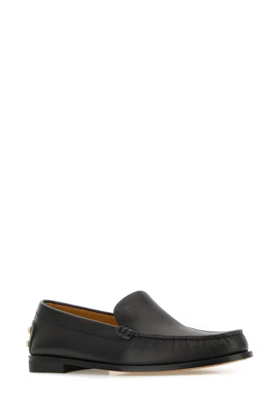 Tod's Black Leather Loafers In Black