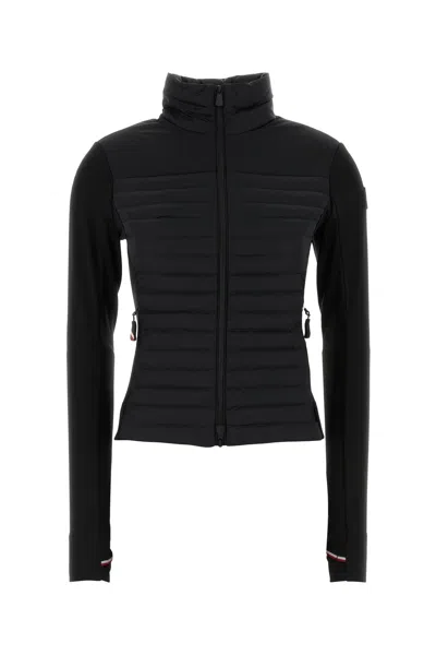 Moncler Quilted High Collar Long Sleeve Cardigan In Black