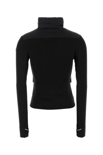 Moncler Quilted High Collar Long Sleeve Cardigan In Black