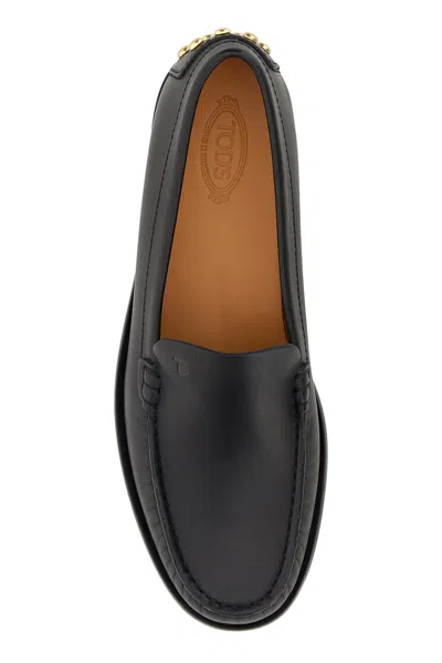 Tod's Black Leather Loafers In Black