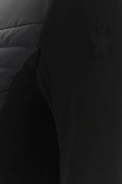 Moncler Quilted High Collar Long Sleeve Cardigan In Black