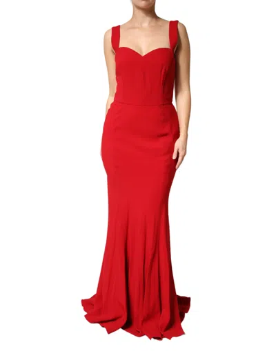 Dolce & Gabbana Red Viscose Sheath Mermaid Long Gown Dress In Red