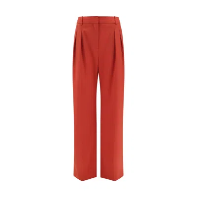 Loulou De Saison Red Fleece Wool Flared Pants In Red