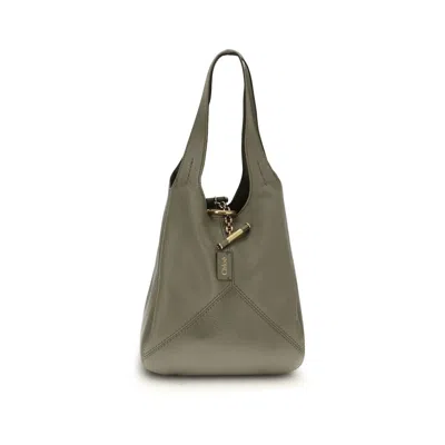 Chloé Green Calf Leather Bos Taurus Shoulder Bag In Gray