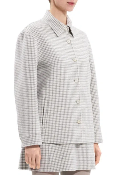 Theory Check Wool Shirt Jacket In White