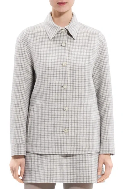 Theory Check Wool Shirt Jacket In White
