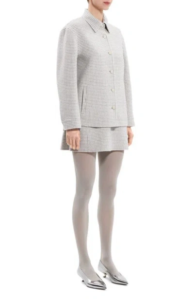 Theory Check Wool Shirt Jacket In White