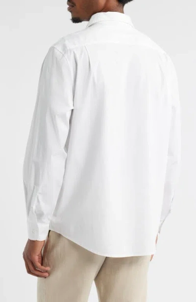 Open Edit Oversize Solid Stretch Cotton Button-up Shirt In White