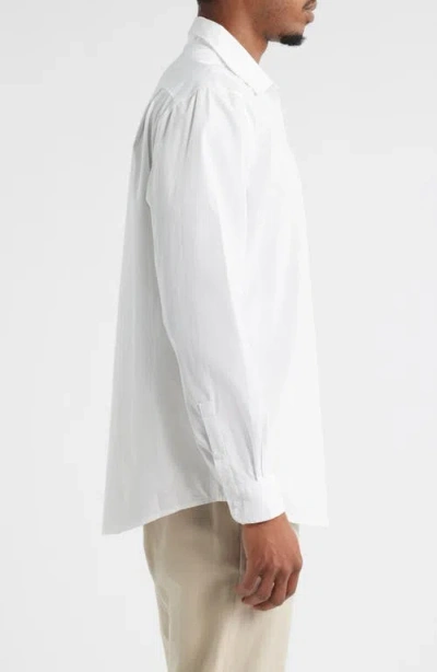 Open Edit Oversize Solid Stretch Cotton Button-up Shirt In White