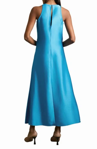 Reiss Micah Sleeveless Satin High-low Maxi Dress In Blue