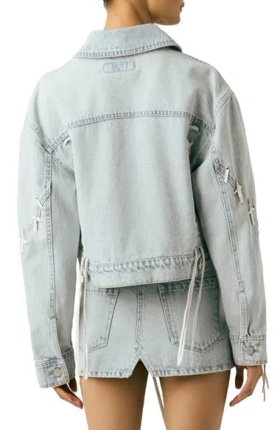 Blanknyc Tie Breaker Oversize Lace-up Denim Trucker Jacket