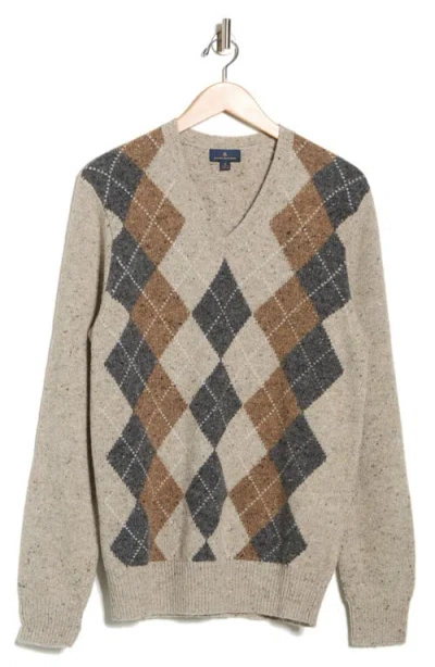 Brooks Brothers Argyle Wool-blend V-neck Sweater In Multi