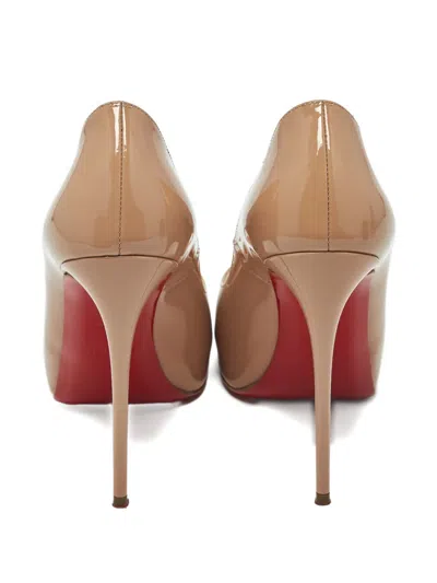 Pre-owned Christian Louboutin New Very Prive Peep-toe Platform Pumps In Neutral