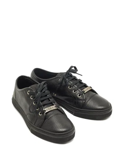 Pre-owned Gucci Leather Low-top Sneakers In Black