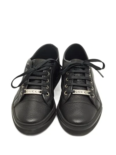 Pre-owned Gucci Leather Low-top Sneakers In Black