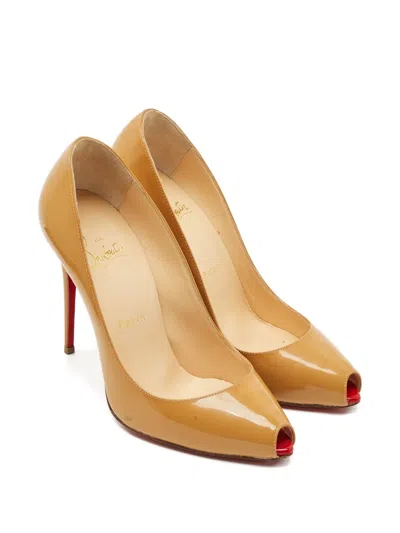 Pre-owned Christian Louboutin Prive Peep-toe Pumps In Neutral