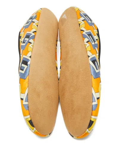 Pre-owned Gucci Geometric-pattern Smoking Slippers In Orange