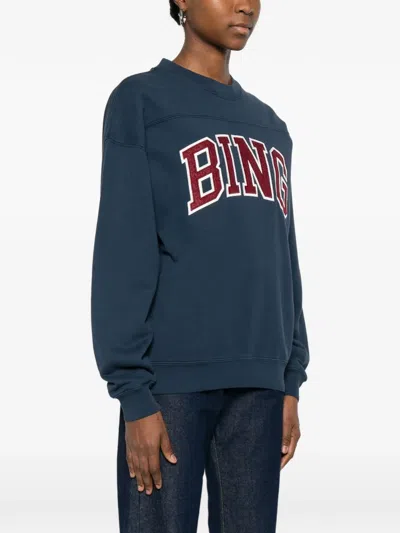 Anine Bing Trenton Fleece Crew Neck Sweatshirt In Blue