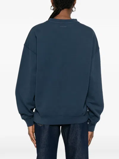 Anine Bing Trenton Fleece Crew Neck Sweatshirt In Blue