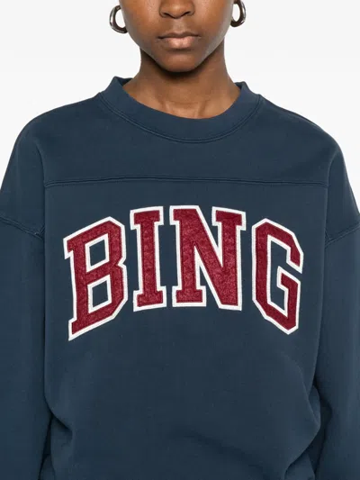 Anine Bing Trenton Fleece Crew Neck Sweatshirt In Blue