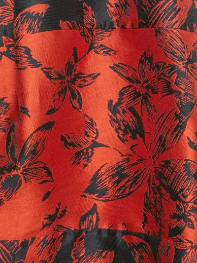 Pre-owned Carolina Herrera S Floral Jacquard Pleated Skirt In Red