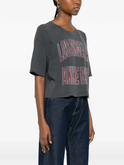 Anine Bing Johnny Logo T-shirt In Gray