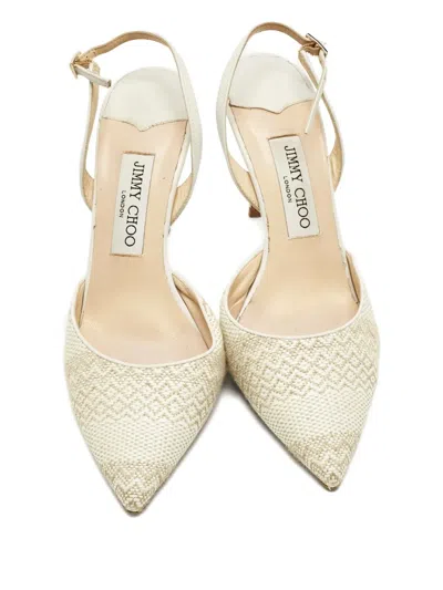 Pre-owned Jimmy Choo Tilly Woven Pointed Heeled Pumps In Neutral